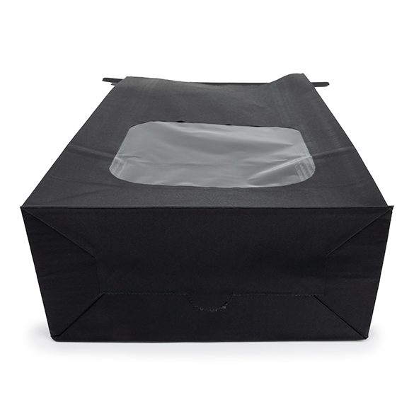 Sacchetto kraft nero con finestra e chiusura tin tie 15,2x7x26,7cm (100 pz) [TTW3B]