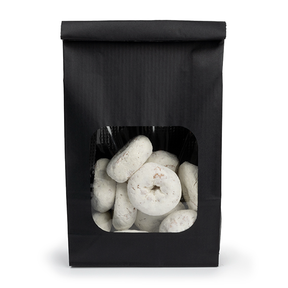 Sacchetto kraft nero con finestra e chiusura tin tie 15,2x7x26,7cm (100 pz) [TTW3B]