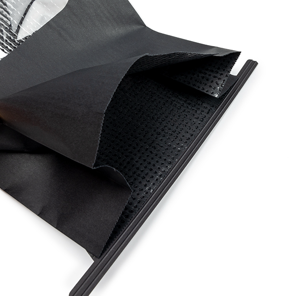 Sacchetto kraft nero con finestra e chiusura tin tie 15,2x7x26,7cm (100 pz) [TTW3B]