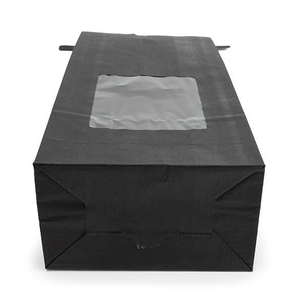 Sacchetto kraft nero con finestra e chiusura tin tie 10,8x6,4x26,7cm (100 pz) [TTW2B]
