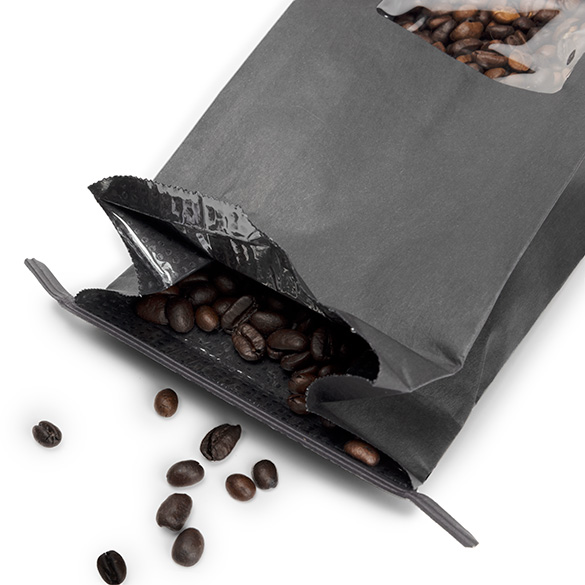 Sacchetto kraft nero con finestra e chiusura tin tie 10,8x6,4x26,7cm (100 pz) [TTW2B]