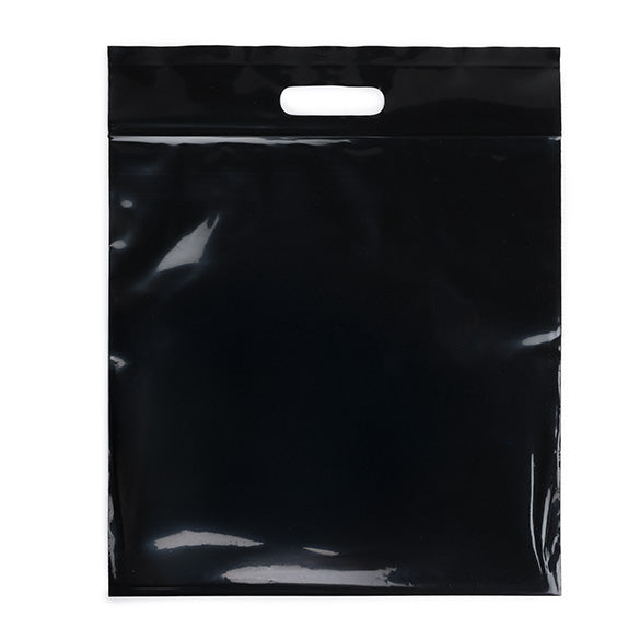 Buste nere con manico a fagiolo 22.9x8.2x18.4cm 75 microns (100 pezzi) [ZH13BK5]