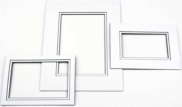Passe-partout doppio spessore bianco/nero 20.3x25.4cm con finestra 12x17cm (10 pezzi) [MD20193]