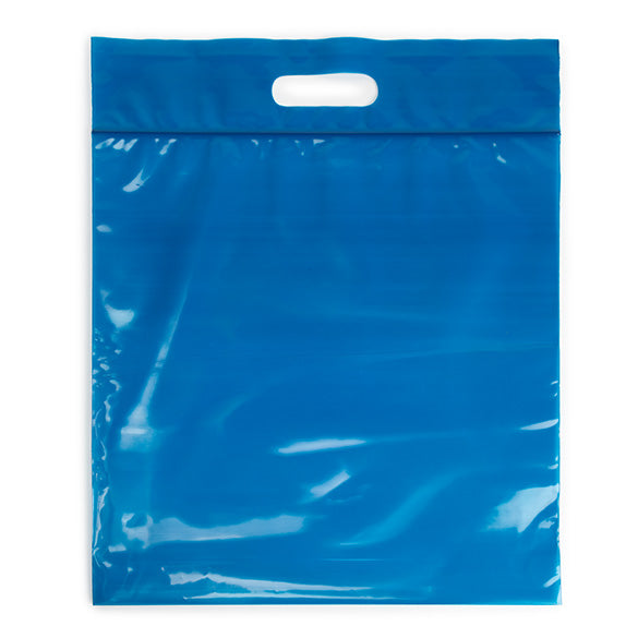 Buste blu con manico a fagiolo 22.9x8.2x18.4cm 75 microns (100 pezzi) [ZH13BL5]