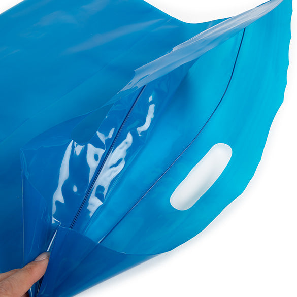 Buste blu con manico a fagiolo 22.9x8.2x18.4cm 75 microns (100 pezzi) [ZH13BL5]