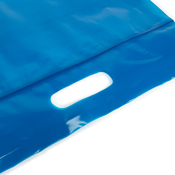 Buste blu con manico a fagiolo 22.9x8.2x18.4cm 75 microns (100 pezzi) [ZH13BL5]