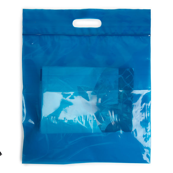 Buste blu con manico a fagiolo 22.9x8.2x18.4cm 75 microns (100 pezzi) [ZH13BL5]