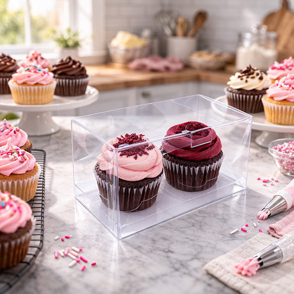 Scatola per 2 cupcakes 17,8x10,2x10,2cm (100 pezzi) [CBS174]