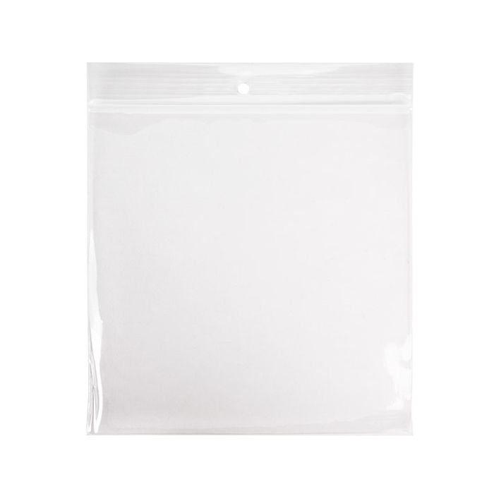 Sacchetto trasparente con chiusura a pressione e foro 15,2x15,2 cm PE 100 Microns (100 pezzi) [CEZ4R66]