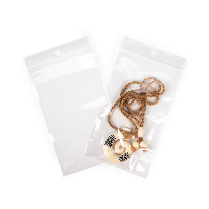 Sacchetto trasparente con chiusura a pressione e foro 7,6x12,7 cm (100 pezzi) [CEZR35]