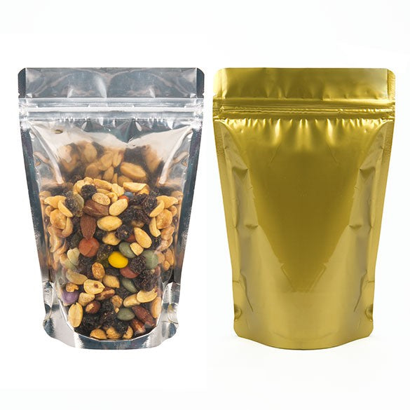 Buste doypack trasparenti/oro 11.9x7.6x18.4cm | 114 grammi (100 pezzi) [ZBGG46]
