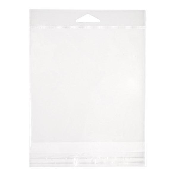 Sacchetti con foro di sospensione 14.4x14.1cm richiudibili e trasparenti (100 pezzi) [HB5X5M]