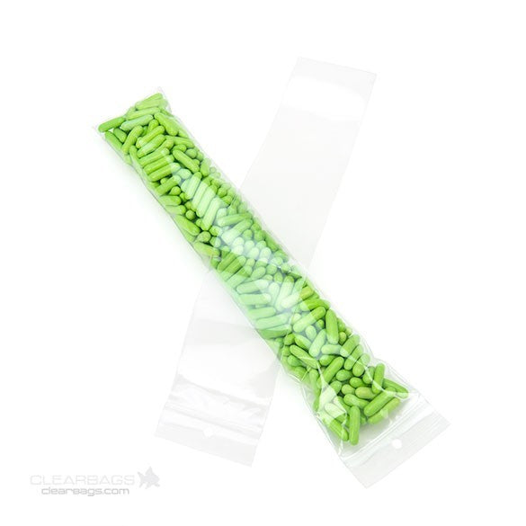 Sacchetto trasparente con chiusura a pressione e foro 5x30.5cm PP 50 microns (100 pezzi) [ZR212]