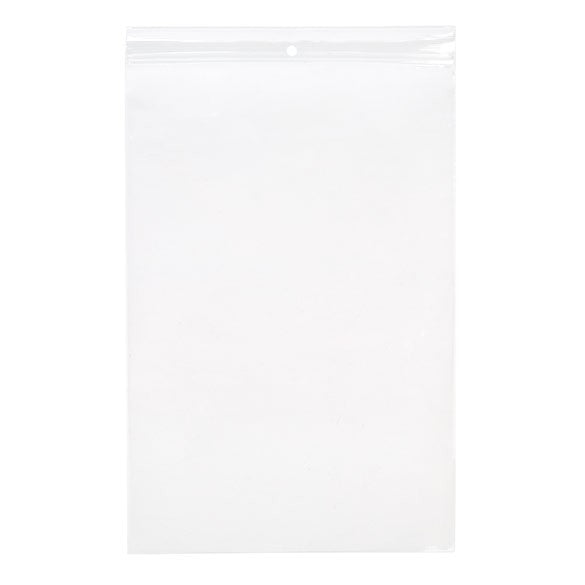 Sacchetto trasparente con chiusura a pressione e foro 20.5x30.5cm PP 50 microns (100 pezzi) [ZR812]