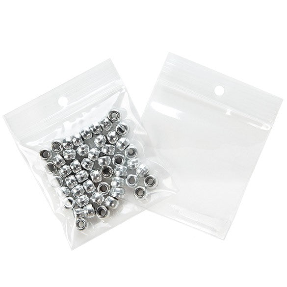 Sacchetto trasparente con chiusura a pressione e foro 7.5x7.5cm PP 75 microns (100 pezzi) [Z3R33]