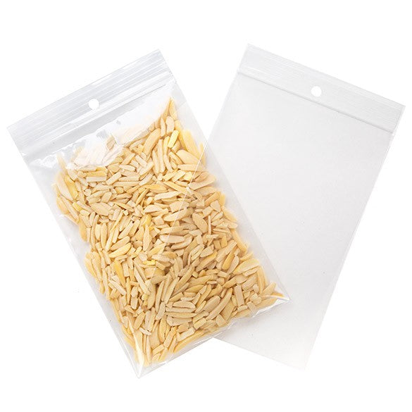 Sacchetto trasparente con chiusura a pressione e foro 10x15cm PP 75 microns (100 pezzi) [Z3R46]