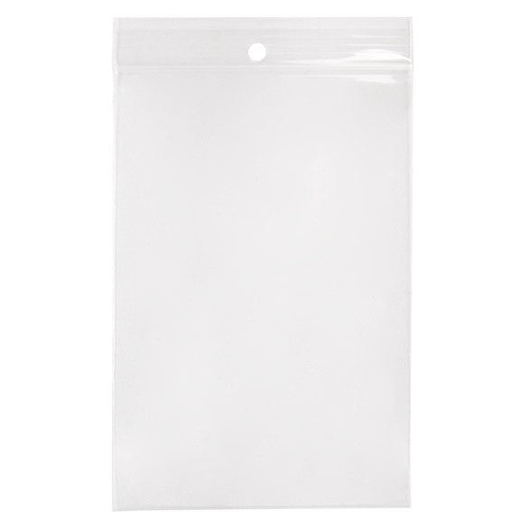 Sacchetto trasparente con chiusura a pressione e foro 10x15cm PP 75 microns (100 pezzi) [Z3R46]