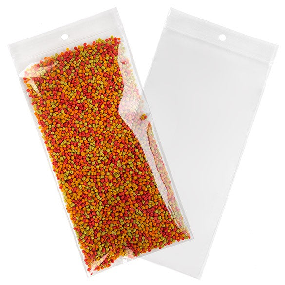Sacchetto trasparente con chiusura a pressione e foro 12.5x20.5cm PP 75 microns (100 pezzi) [Z3R48]