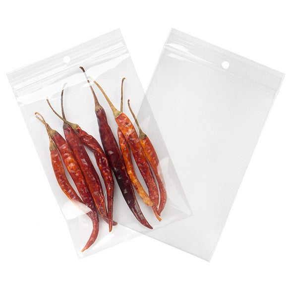 Sacchetto trasparente con chiusura a pressione e foro 10x15cm PP 100 microns (100 pezzi) [Z4R46]