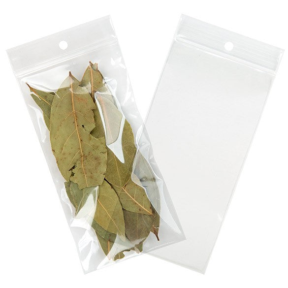 Sacchetto trasparente con chiusura a pressione e foro 7.5x15cm PP 50 microns (100 pezzi) [ZR36]
