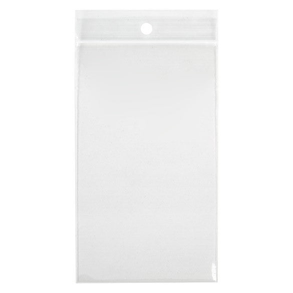 Sacchetto trasparente con chiusura a pressione e foro 7.5x15cm PP 50 microns (100 pezzi) [ZR36]