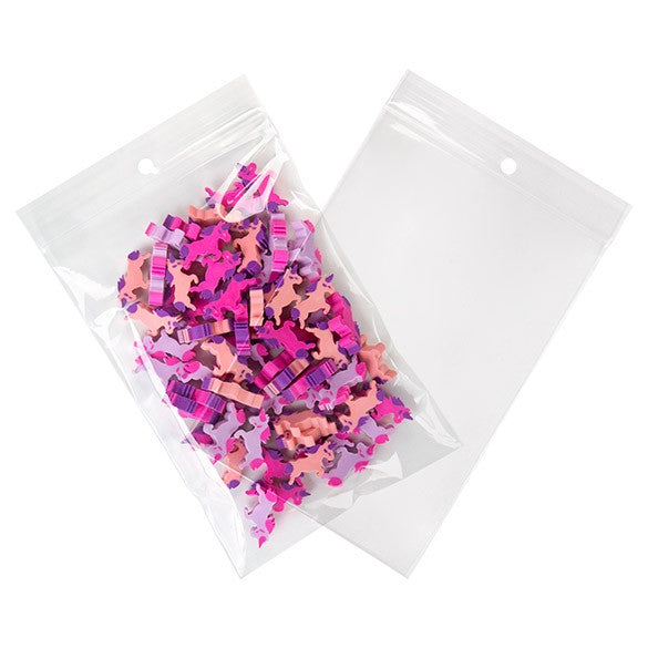 Sacchetto trasparente con chiusura a pressione e foro 10x15cm PP 50 microns (100 pezzi) [ZR46]