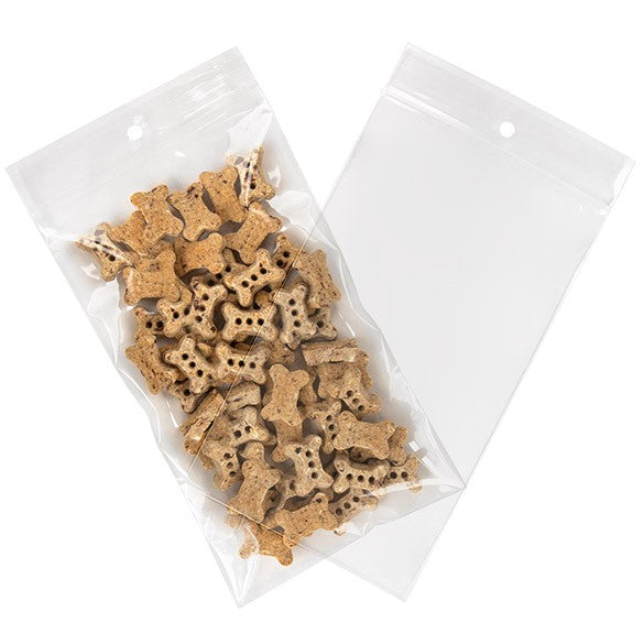 Sacchetto trasparente con chiusura a pressione e foro 10x18cm PP 50 microns (100 pezzi) [ZR47]