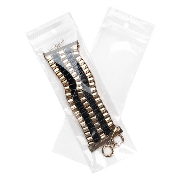 Sacchetto trasparente con chiusura a pressione e foro 6.5x18cm PP 50 microns (100 pezzi) [ZR2H7]