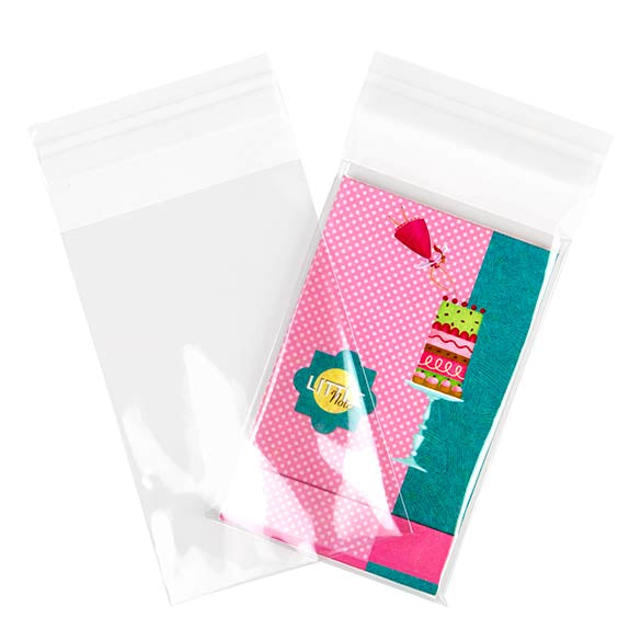 Sacchetto di plastica trasparente 8.5x13cm con chiusura adesiva (100 pezzi) [B3]