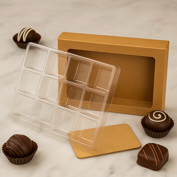 Scatole in carta kraft per pasticceria artigianale 12 pezzi 8.9 x 2.1 x 13,8cm (25 pezzi) [CNDY271]