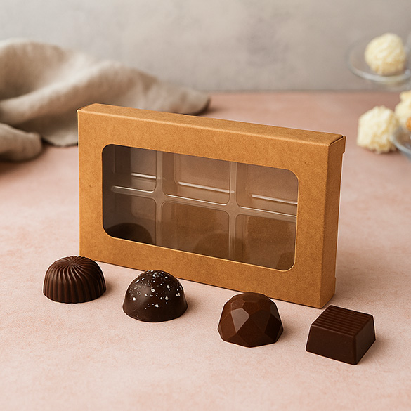 Scatole in carta kraft per pasticceria artigianale - 6 pezzi 70x14x105mm (25 pezzi) [CNDY275]