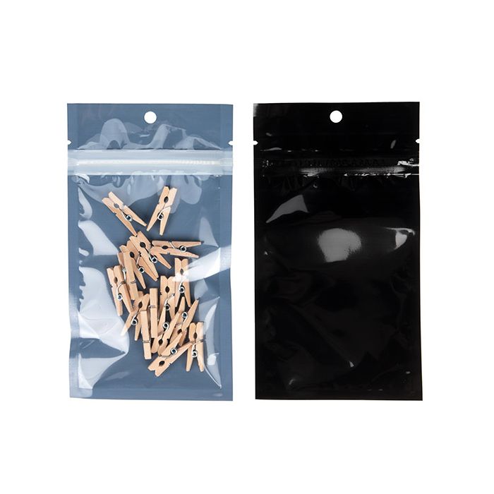 Ecologico Sacchetto trasparente con chiusura a pressiones nero 7.6x11.4 cm (100 pz) [HZBBE3B]