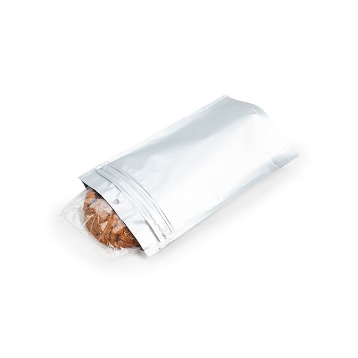 Busta doypack argento opaco a prova di bambino 13x6,4x20,6cm (100 pezzi) [CRP3MS]