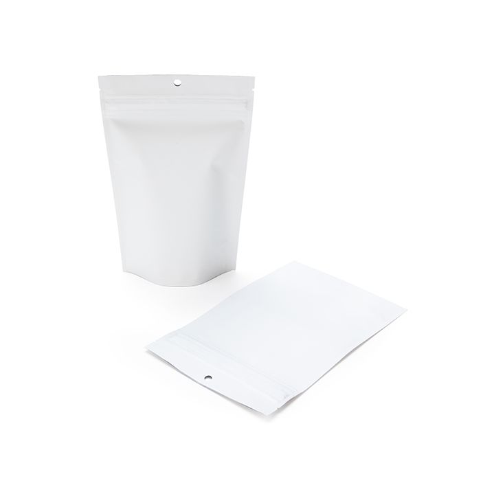 Busta doypack bianco opaco a prova di bambino 13x6,4x20,6cm (100 pezzi) [CRP3MW]