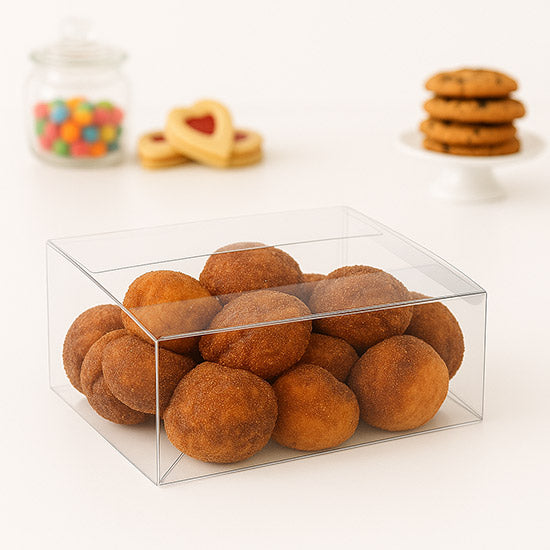 Scatole trasparenti 15.9x15.9x7.6cm con fondo pop up (25 pezzi) [PLB173]