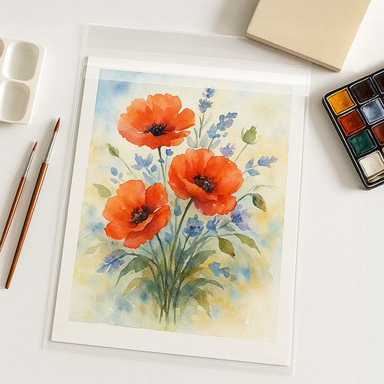 Sacchetto di plastica trasparente 28.6x35.9cm con chiusura adesiva (100 pezzi) [B11SPC]