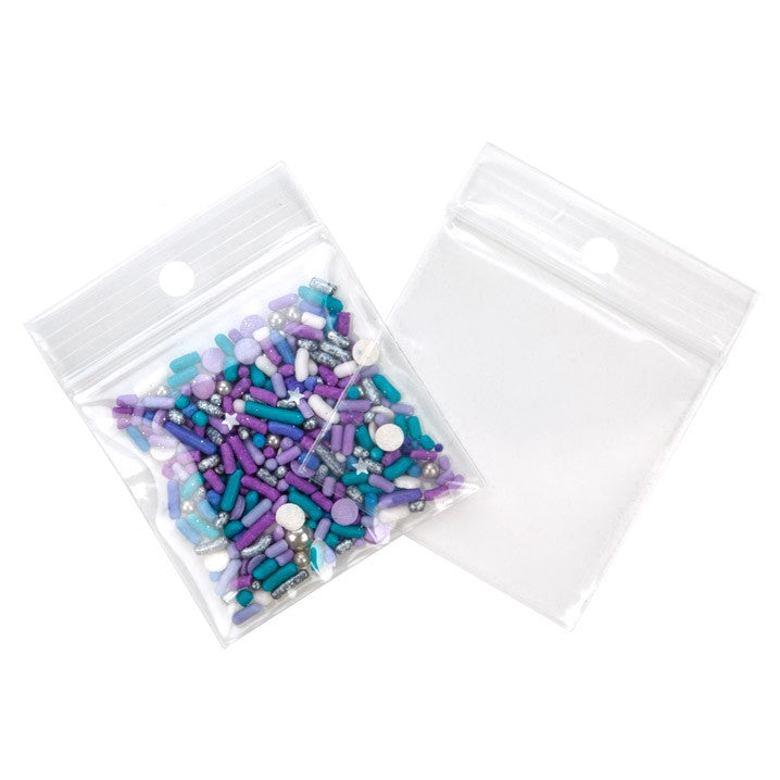 Sacchetto trasparente con chiusura a pressione e foro 5x5cm PP 75 microns (100 pezzi) [Z3R22]