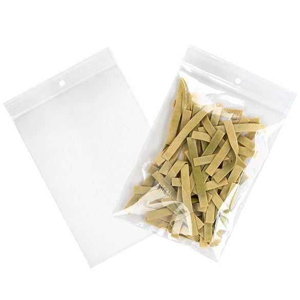 Sacchetto trasparente con chiusura a pressione e foro 12.5x18cm PP 75 microns (100 pezzi) [Z3R57]