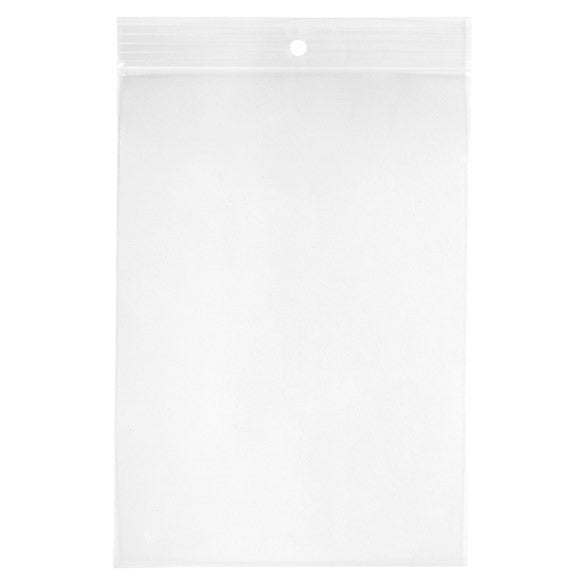 Sacchetto trasparente con chiusura a pressione e foro 12.5x18cm PP 75 microns (100 pezzi) [Z3R57]