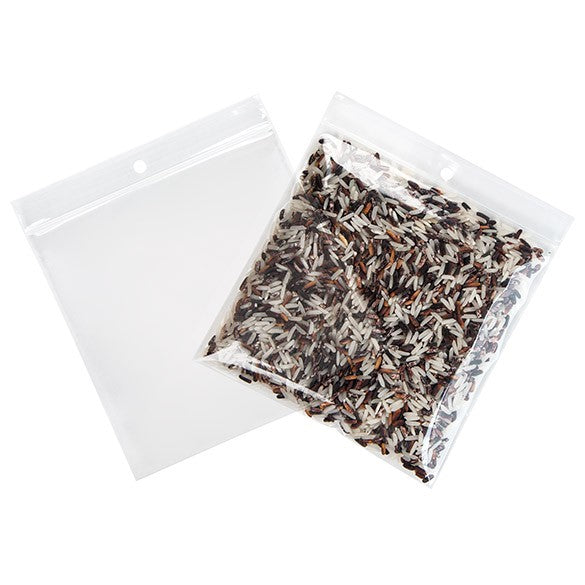 Sacchetto trasparente con chiusura a pressione e foro 12.5x12.5cm PP 100 microns (100 pezzi) [Z4R55]