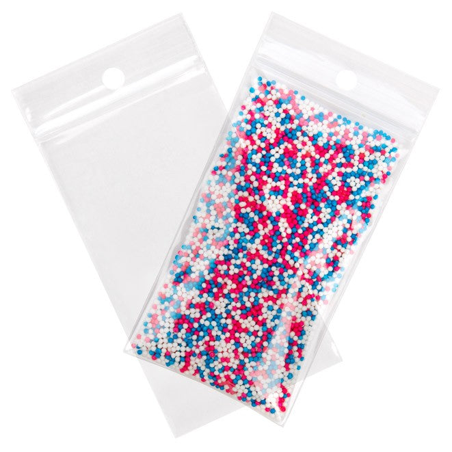 Sacchetto trasparente con chiusura a pressione e foro 5.1x8.9cm PP 50 microns (100 pezzi) [ZR23H]