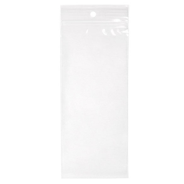 Sacchetto trasparente con chiusura a pressione e foro 7.5x18cm PP 50 microns (100 pezzi) [ZR37]