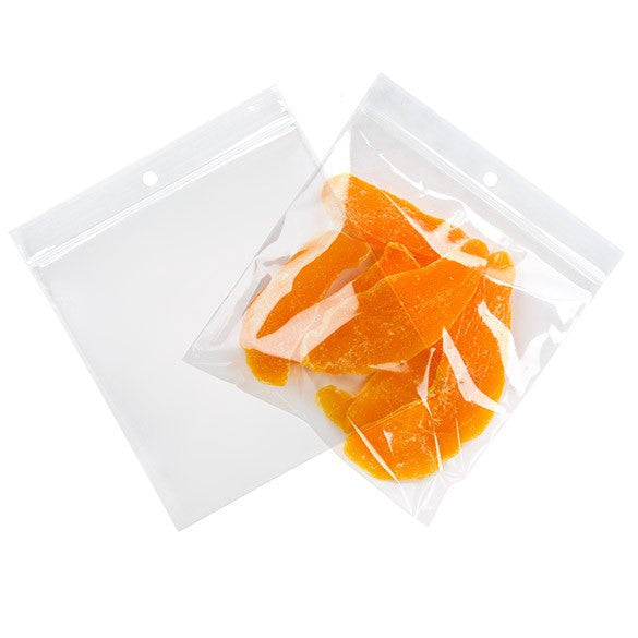 Sacchetto trasparente con chiusura a pressione e foro 12.5x12.5cm PP 50 microns (100 pezzi) [ZR55]