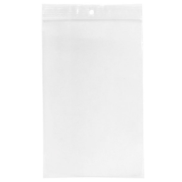Sacchetto trasparente con chiusura a pressione e foro 12.5x20.5cm PP 50 microns (100 pezzi) [ZR58]