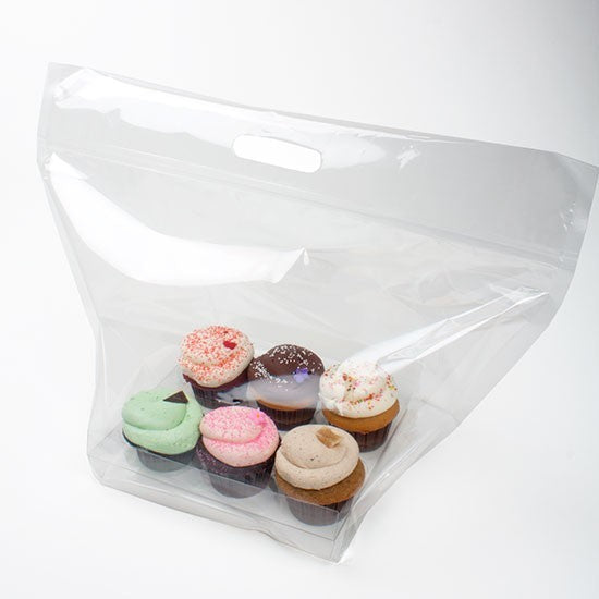 Sacchetto per 6 cupcakes con manico 45.6x22.9x30.8cm (con piccolo vassoio) (100 pezzi) [CZHB1]