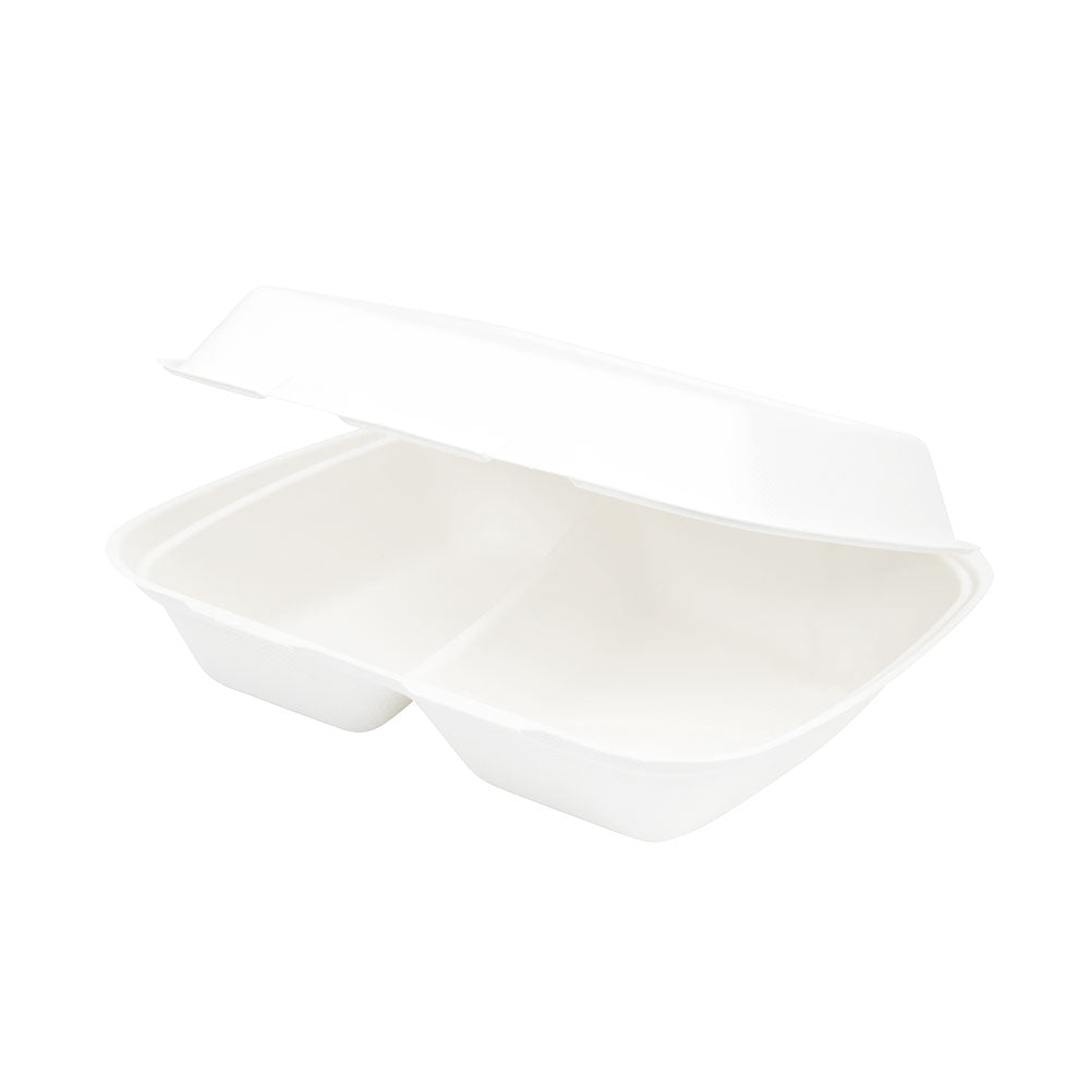 Menu Tray with Lid 2-Spoke Sugar Cane 25x20x7.5 cm (200 pieces)