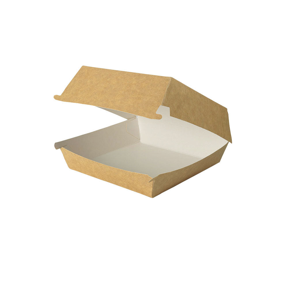 Take-away hamburger boxes 17.5x17.5x8 cm, Brown-White (400 pieces)