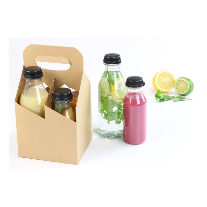 Vassoio per bottiglie in cartone per 4 bottiglie in rPET Pieghevole (150 pezzi) [GB-DRE04971]