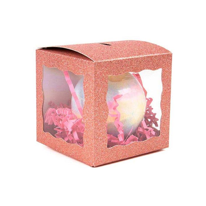 Folding box Glitter Rose Gold 7,6x7,6x7,6 cm 3 Sided Window