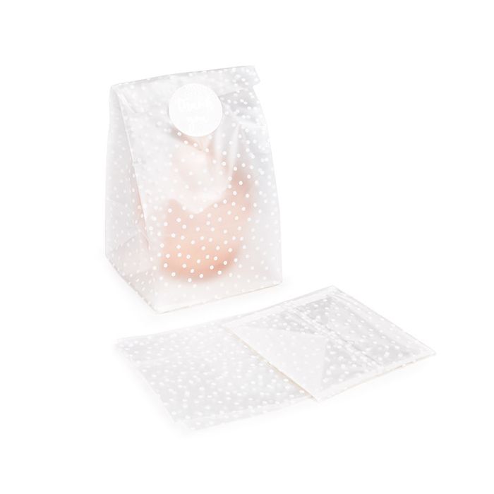 Sacchetto con fondo piatto in carta con pois 10,2x10,2x17,8 cm (100 pezzi) [FFGPB9D]